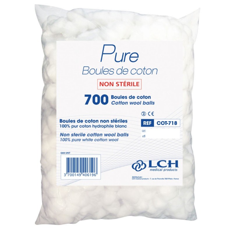 LCH - Boules de coton Pure - Sachet de 700 boules de coton à 3,77 €